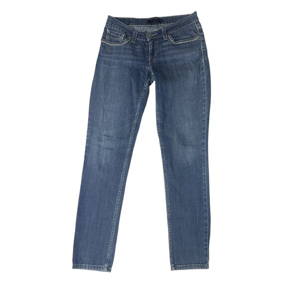 Levis Jeans Juniors 7 Blue 524 Too Superlow Stretch Denim Y2K Low Rise - Picture 2 of 10